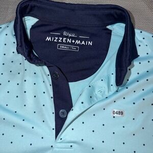 Mizzen+Main Men's Small Trim Fit Light Blue Polka Dot Golf Polo Shirt